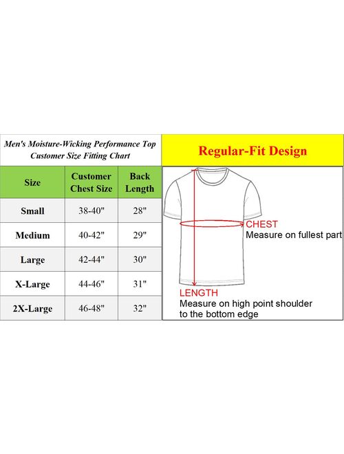 GBH Men's Short Sleeve Moisture-Wicking Quick Dry Performance Crew Neck Tee