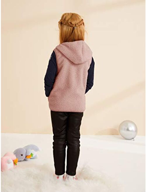 Meilidress Girls Boys Sherpa Fleece Hoodies Vest Jacket Zipper Warm Sleeveless Fall Winter Outwear