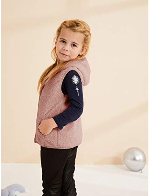 Meilidress Girls Boys Sherpa Fleece Hoodies Vest Jacket Zipper Warm Sleeveless Fall Winter Outwear