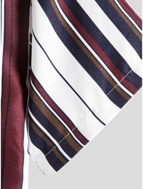 Shein Men Vertical Striped Short Sleeve Casual Shirt