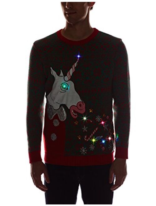 Blizzard Bay Men's Ugly Christmas Unicorn Sweater Light Up