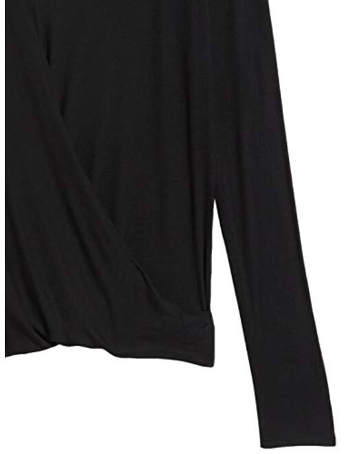 Amazon Brand - Daily Ritual Women's Rayon Spandex Fine Rib Draped Long-Sleeve Top