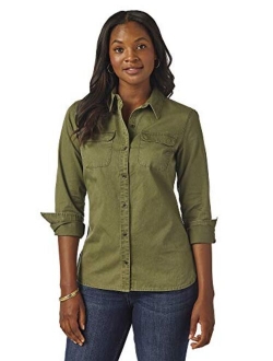 Riders by Lee Indigo Women's Heritage Long Sleeve Button Front Solid Twill Shirt
