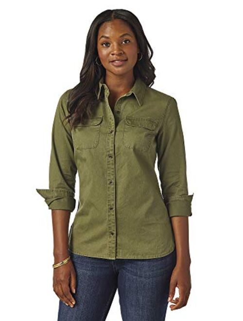 Lee Riders Riders by Lee Indigo Women's Heritage Long Sleeve Button Front Solid Twill Shirt