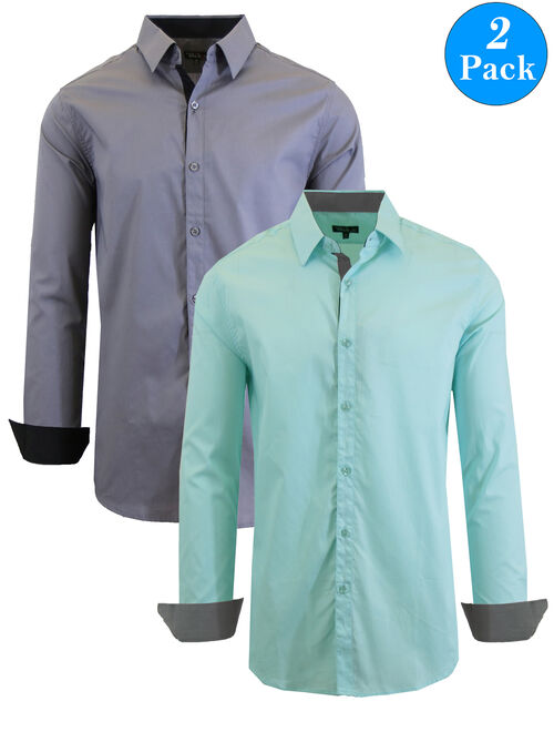 GBH Men's Long Sleeve Stretch Cotton Dress Shirts (2-Pack)