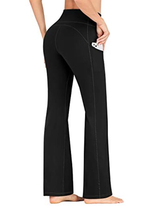 IUGA Bootcut Yoga Pants for Women with Pockets High Waisted Workout Pants Tummy Control Bootleg Work Pants for Women