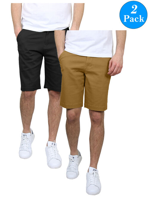 GBH Mens 5-Pockets Flex Stretch Cotton Chino Shorts (2-Pack)