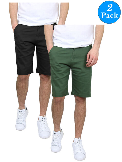 GBH Mens 5-Pockets Flex Stretch Cotton Chino Shorts (2-Pack)