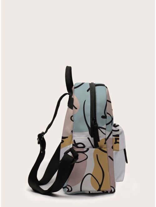 Shein Color Block Pocket Front Backpack