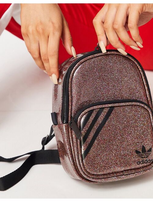 adidas Originals glitter mini backpack in pink glitter