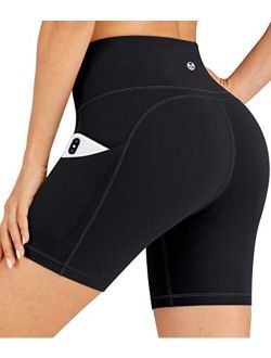 Workout Shorts for Women with Pockets 8"/5" Biker Shorts for Women High Waisted Yoga Shorts Compression Running Shorts