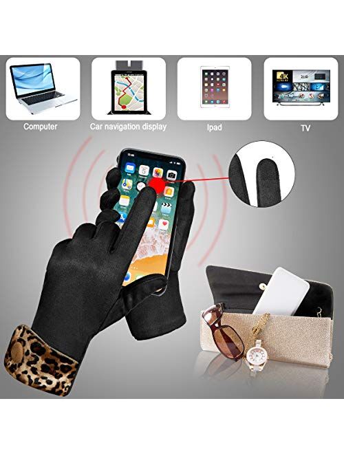 Achiou Women Winter Touchscreen Gloves Soft Comfortable Thermal Elastic Stretch Texting Glove for Traveling, Running,Shopping