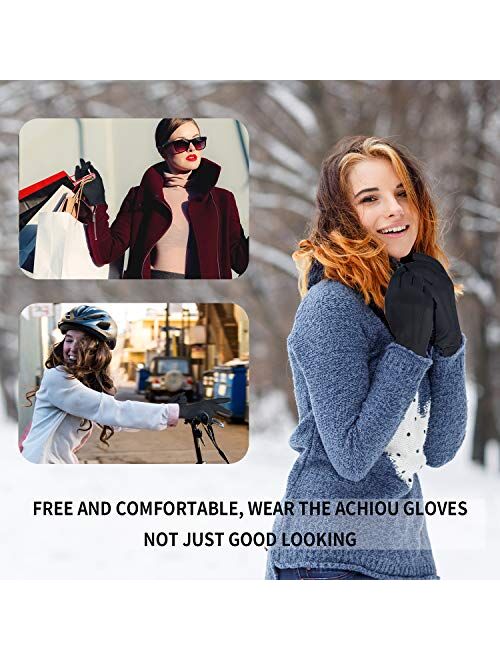Achiou Women Winter Touchscreen Gloves Soft Comfortable Thermal Elastic Stretch Texting Glove for Traveling, Cycling, Running