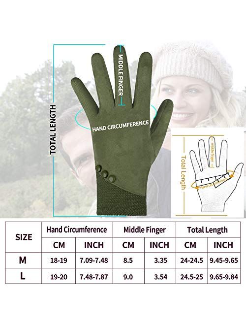 Achiou Winter Touchscreen Gloves Soft Comfortable Women Thermal Elastic Stretch Texting for Party, Traveling, Running