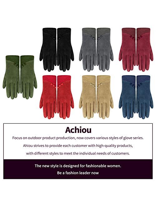 Achiou Winter Touchscreen Gloves Soft Comfortable Women Thermal Elastic Stretch Texting for Party, Traveling, Running