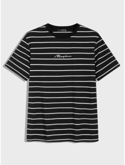 Men Letter Graphic Striped Tee