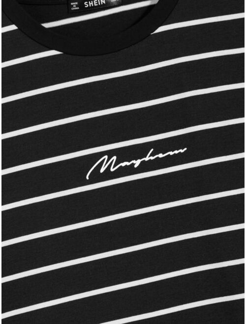 SHEIN Men Letter Graphic Striped Tee