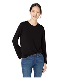 Amazon Brand - Daily Ritual Women's Supersoft Terry Long-Sleeve Boxy Pocket Tee