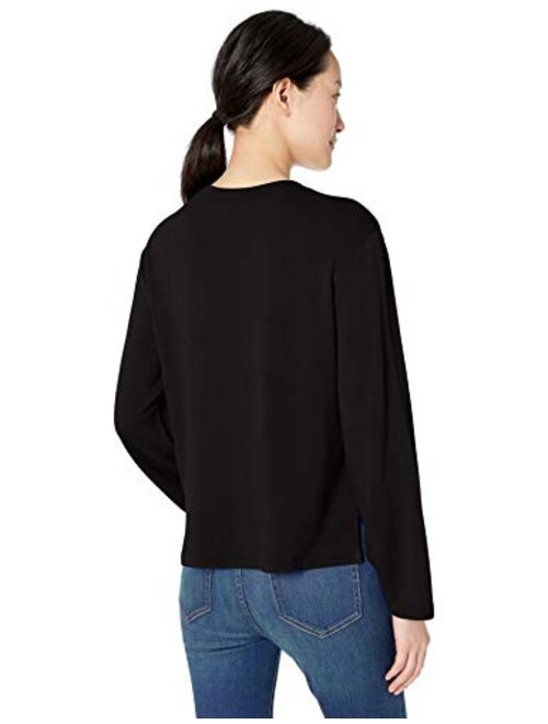 Amazon Brand - Daily Ritual Women's Supersoft Terry Long-Sleeve Boxy Pocket Tee