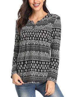 Women's Ethnic Style Shirt Floral Print Long Sleeve Tops for Women