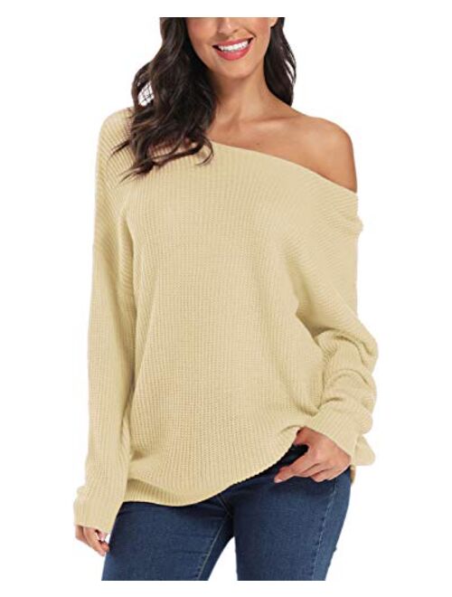 Urban CoCo Women's Boat Neck Knitted Solid Pullover Sweater