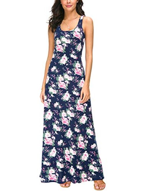 Urban CoCo Women's Floral Print Sleeveless Tank Top Maxi Dress