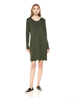Amazon Brand - Daily Ritual Women's Jersey Long-Sleeve Scoop-Neck T-Shirt Dress