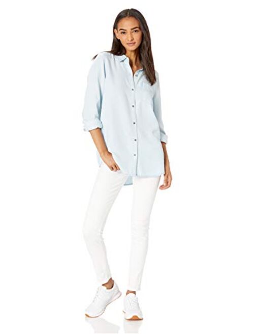 Daily Ritual Women's Relaxed Fit Tencel Long-Sleeve Button-up Tunic