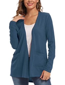 Women's Long Sleeve Open Front Cardigan with Pockets