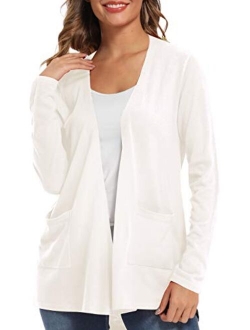 Women's Long Sleeve Open Front Cardigan with Pockets