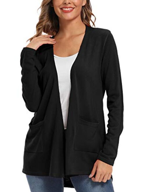 Urban CoCo Women's Long Sleeve Open Front Cardigan with Pockets