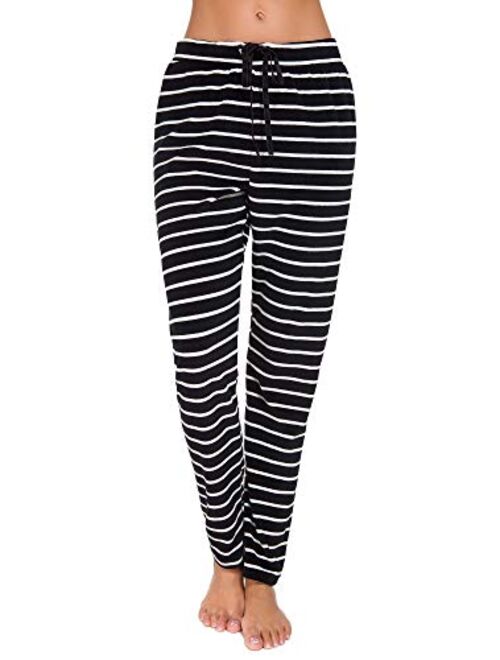 Urban CoCo Women's Stripe Velvet Drawstring Lounge Pants