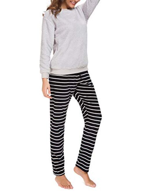 Urban CoCo Women's Stripe Velvet Drawstring Lounge Pants