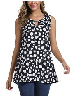 Women's Summer Sleeveless Tie Neck Casual Tank Tops Blouse Shirts