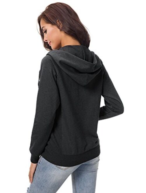 Urban CoCo Women's Full Zip-up Hooded Sweatshirt Long Sleeve Casual Hoodie Jacket