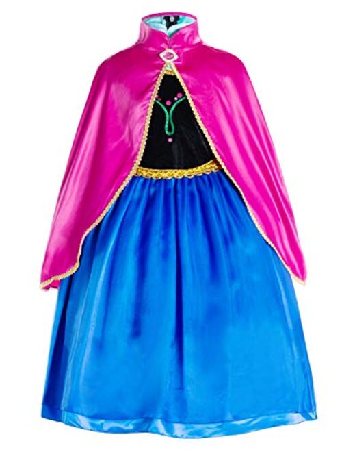 Princess Costumes Birthday Party Dress Up for Little Girls/Long Sleeve with Cape Age of 2-11 Years