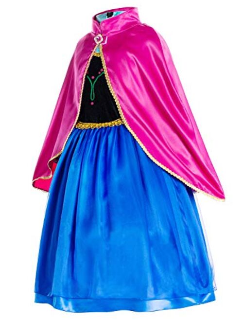 Princess Costumes Birthday Party Dress Up for Little Girls/Long Sleeve with Cape Age of 2-11 Years
