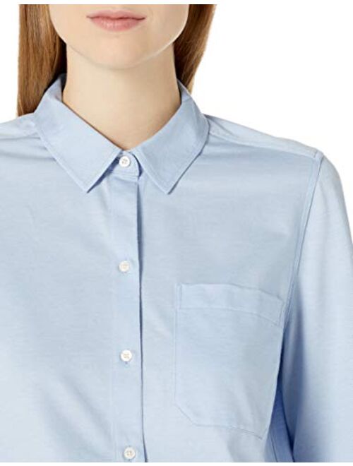 Amazon Brand - Daily Ritual Women's Knit Long-Sleeve Relaxed Button-Down Shirt