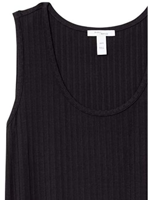 Amazon Brand - Daily Ritual Women's Rayon Spandex Wide Rib Sleeveless Scoop-Neck T-Shirt Dress