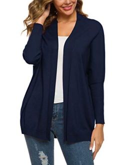Women's Solid Color Batwing Sleeve Open Cadigan