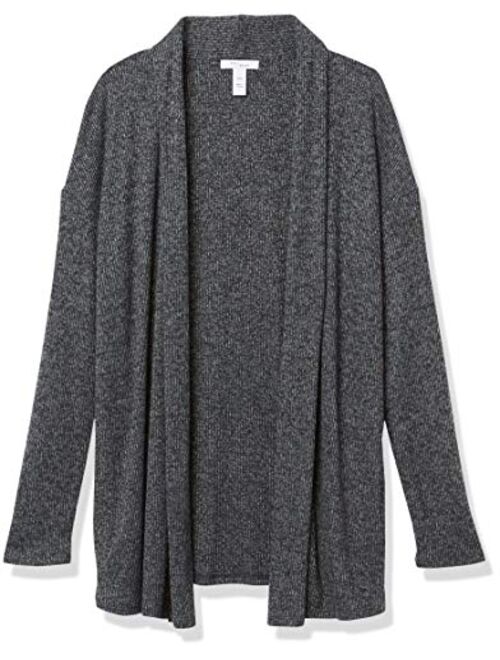 Amazon Brand - Daily Ritual Women's Cozy Knit Rib Draped Open-Front Cardigan Sweater