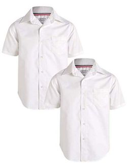 Boys' School Uniform - Short Sleeve Button Down Oxford Dress Shirt (2 Pack)