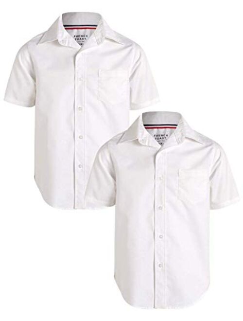 French Toast Boys' School Uniform - Short Sleeve Button Down Oxford Dress Shirt (2 Pack)