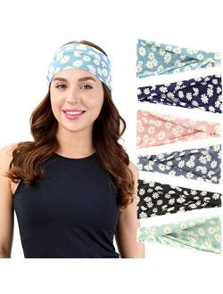 Headbands For Men/Women, 6 PCS Cotton Headbands Yoga Sports Headbands Elastic Non Slip Sweat Bands Workout Headband