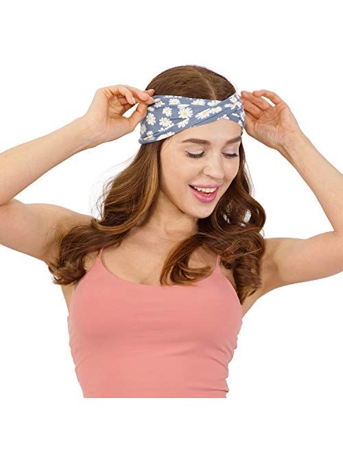 Headbands For Men/Women, 6 PCS Cotton Headbands Yoga Sports Headbands Elastic Non Slip Sweat Bands Workout Headband