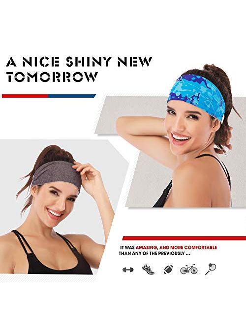 Bike Helmet Friendly Hairbands,Ultra Stretch Yoga Headbands for Women IUGA Headbands for Women Biking Sports Non-Slip Workout Sweatbands for Running 