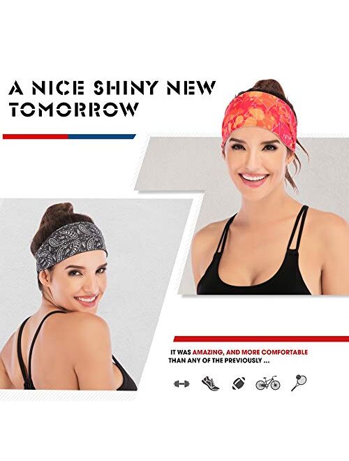 IUGA Headbands for Women, Non-Slip Workout Sweatbands for Running, Sports, Biking, Yoga Headbands for Women, Bike Helmet Friendly Hairbands,Ultra Stretch