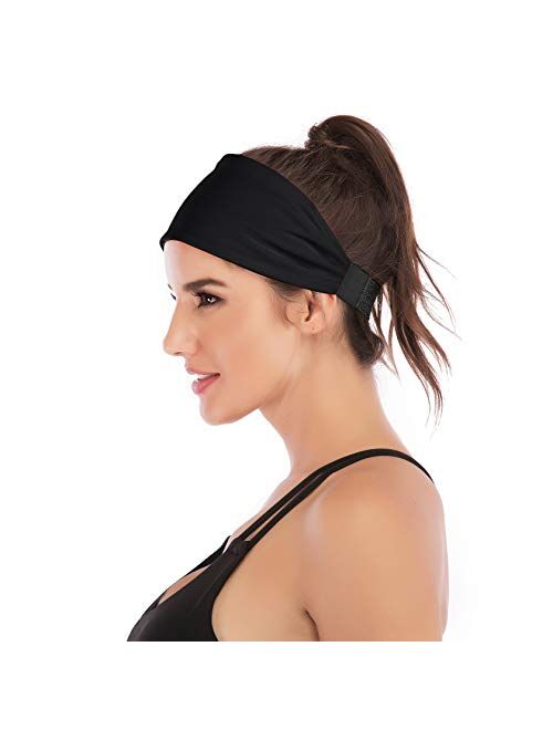 IUGA Adjustable Headbands for Women Non Slip Stretchy Workout Sweatbands for Sports Yoga Fitness Running Hairbands Bike Helmet Friendly Fits All Women & Men