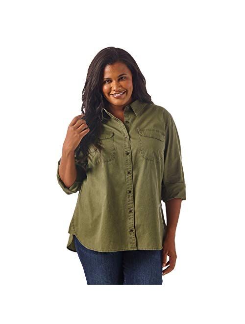 Lee Riders Riders by Lee Indigo Women's Plus Size Twill Long Sleeve Shirts