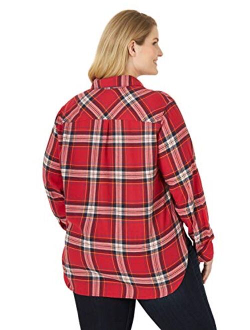 Lee Riders Riders by Lee Indigo Women's Plus Size Heritage Long Sleeve Front Plaid Flannel